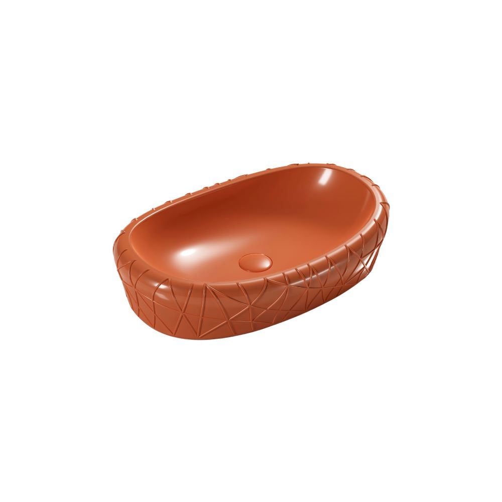 Counter top Ceramic Basin / table top - Petal - Orange Matt