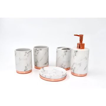 5 Piece White Marble Bathroom Set
