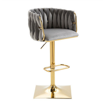 Velvet Swivel Bar Stool Green