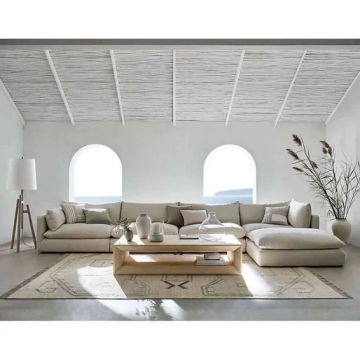 3 Seater Sofa With Storage Ottoman- Cream