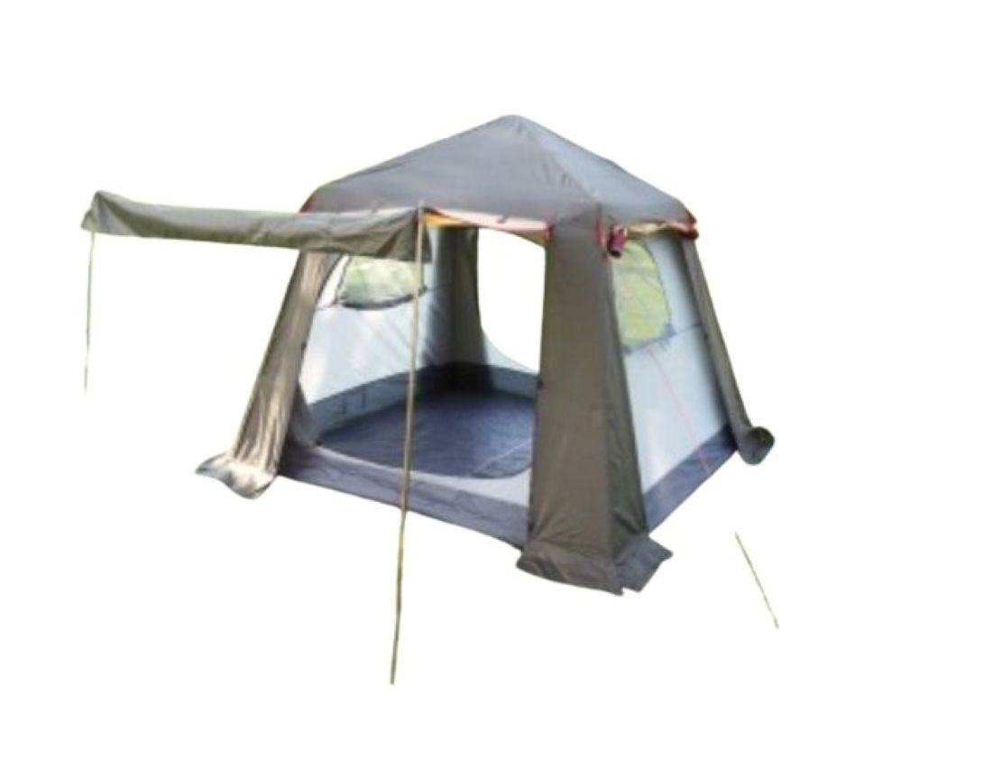 Family Camping Tent with Canopy, 4-Person, Waterproof, Green(2.4x2.4x1.85m)