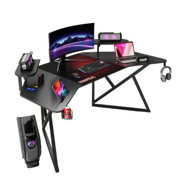 ERGONOMIC Gaming/Office Desk,180cm Wing-Shaped Home Cuputer Table - Black