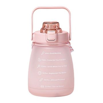Portable Stylish Gradient Inspirational Water Bottle With Straw - 1400ml - Pink