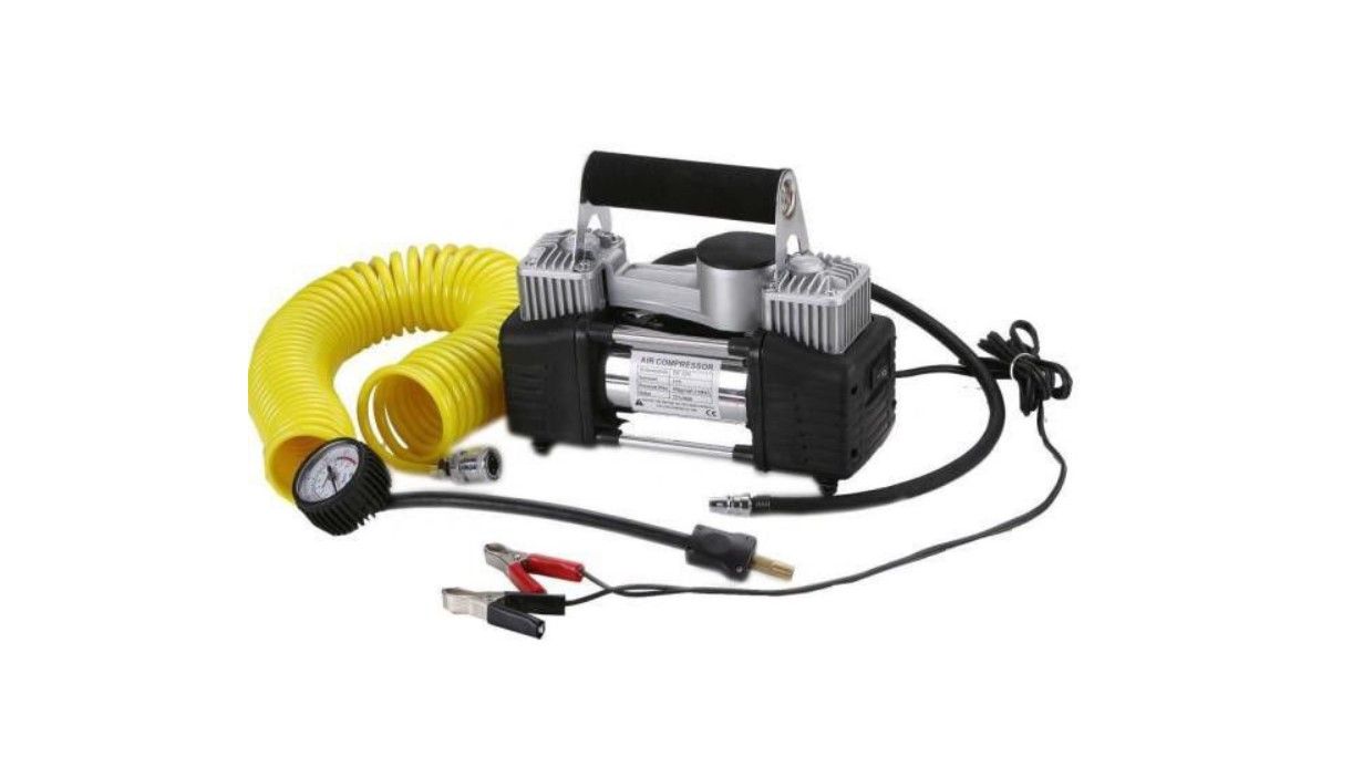 Heavy Duty Portable Air Compressor Dual Cylinder Direct Drive 12V