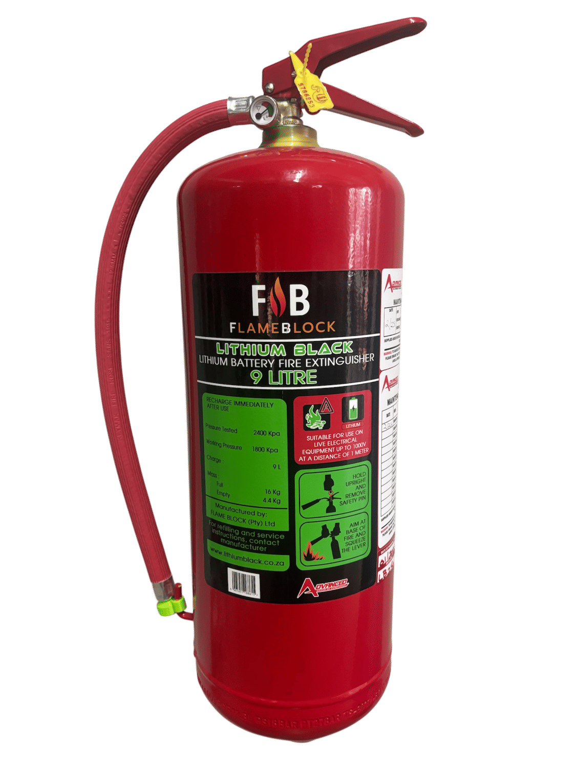 FlameBlock Lithium Battery Fire Extinguisher - 9 Litre