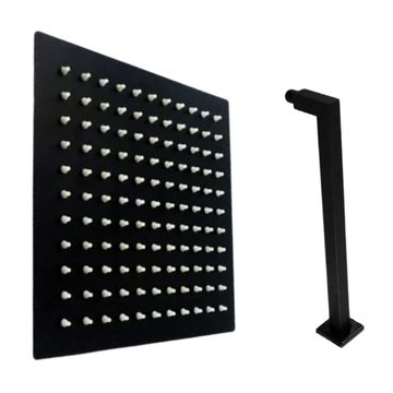 Muett Black Rain 8" Square Shower Head With 40cm Shower Arm