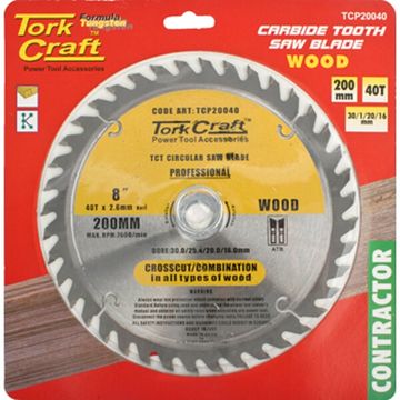 Blade Contractor 200 X 40T 30/1/20/16 Circular Saw Tct