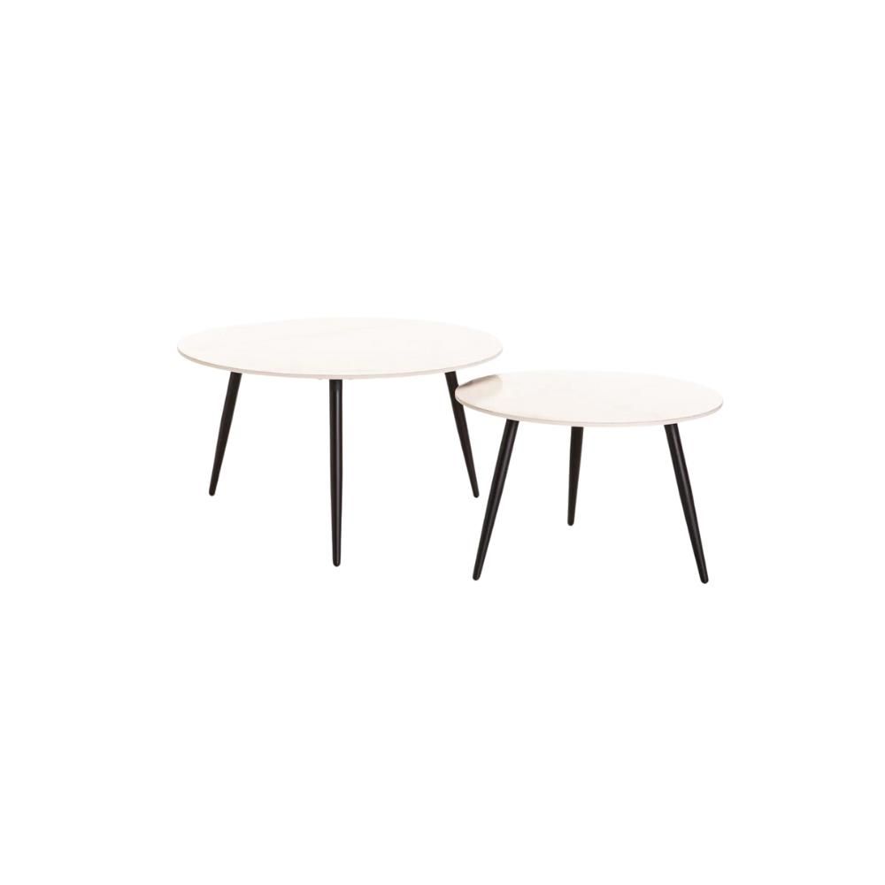 Fia Set of 2 Stone Top Coffee Table - White