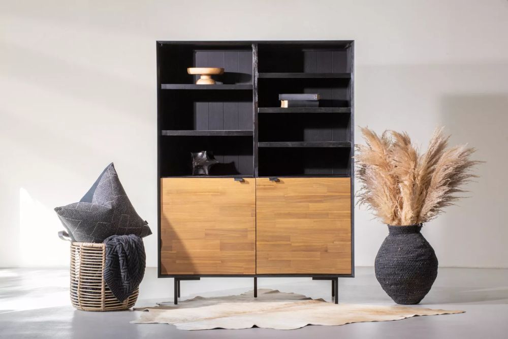 Dawson Display Unit Solid Acacia Wood Display Cabinet with Shelves