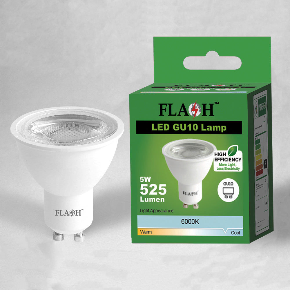 FLASH High-Efficiency 5W LED GU10 Lamp 38D (10 Pack)