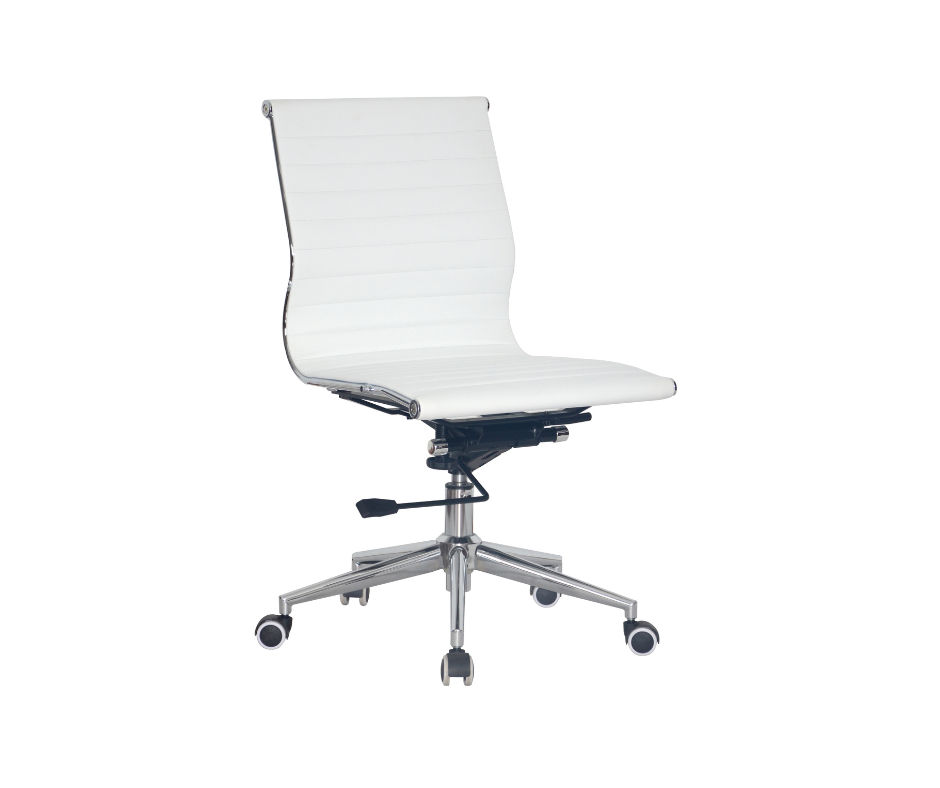 TOCC Ribbed Medium Back Office Chair - No Arms - White