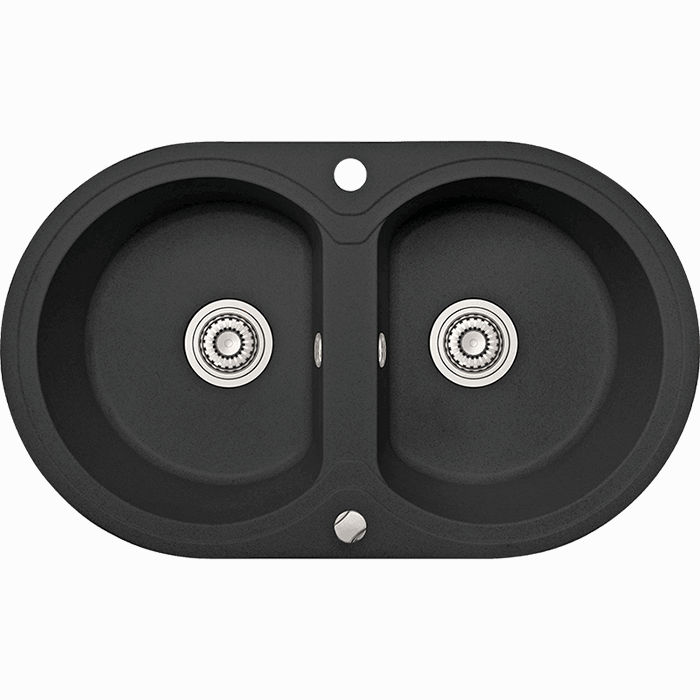Laveo Dafne Granite Sink 2 Bowl - Black