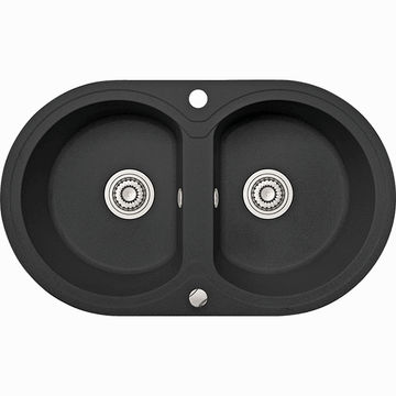 Laveo Dafne Granite Sink 2 Bowl - Black