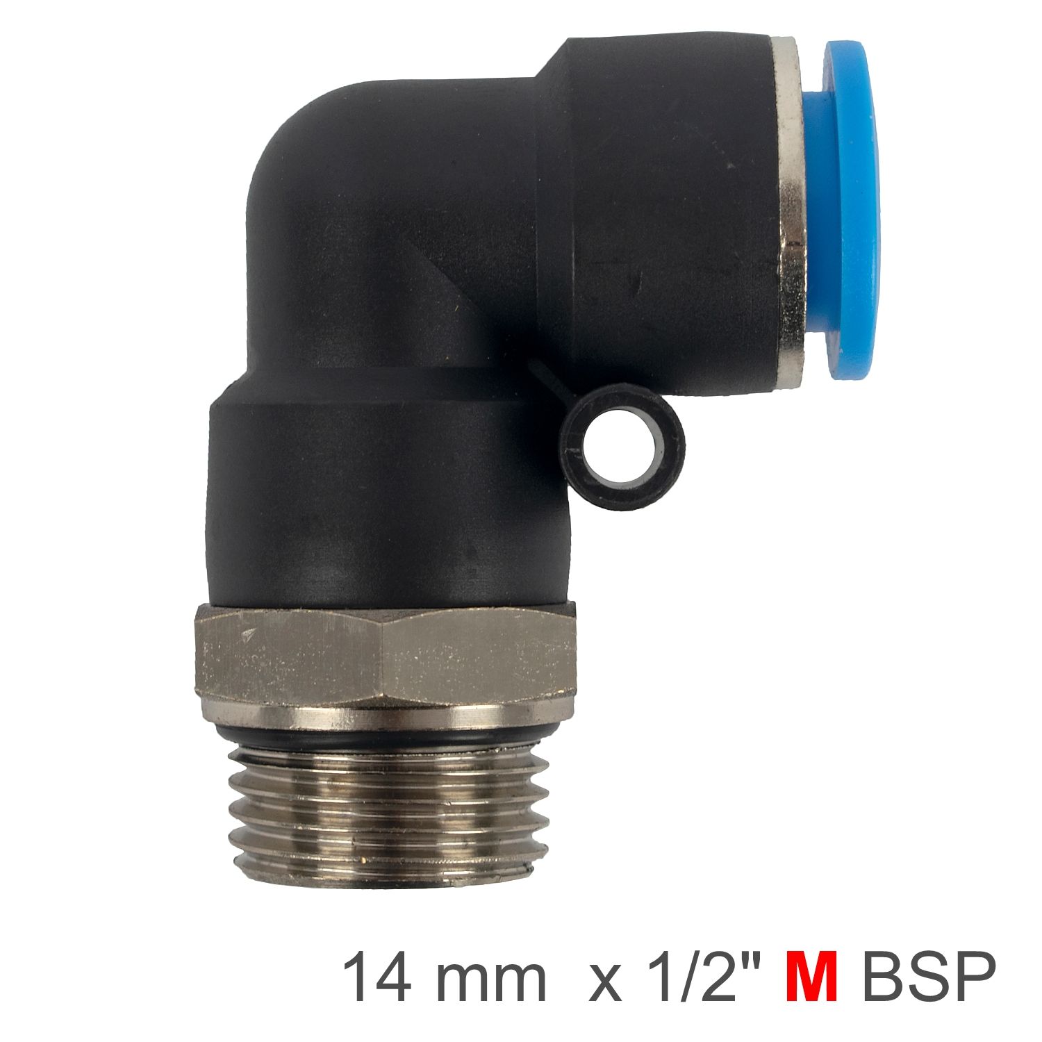 ELBOW W/O-RING 14MM-1/2' M PU HOSE FITTING