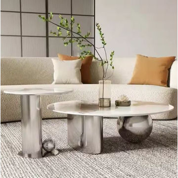 Alina Modern Coffee Table With Side Table -Silver