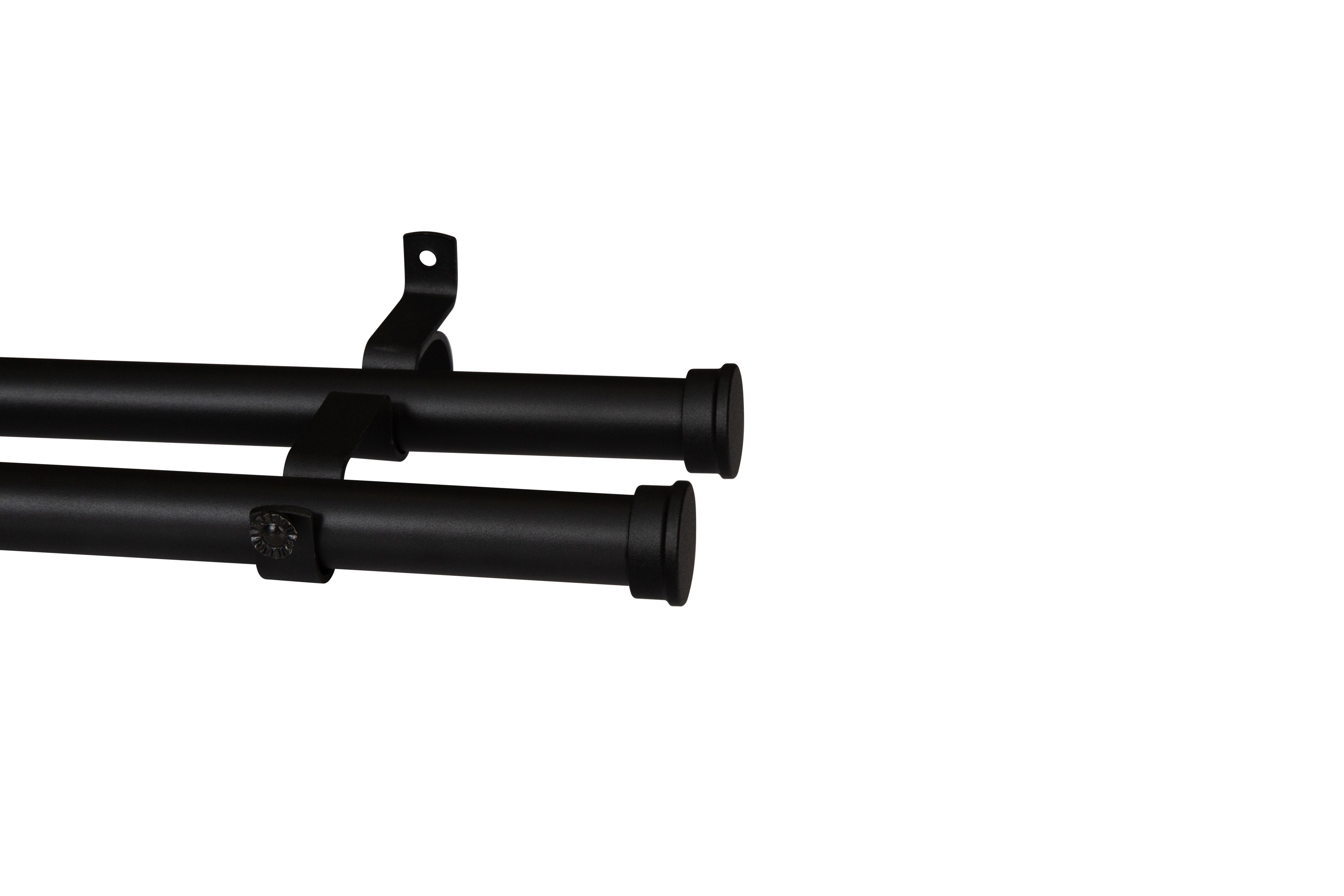 28MM DOUBLE POLE SET-END CAPS-MATT BLACK-1.5M