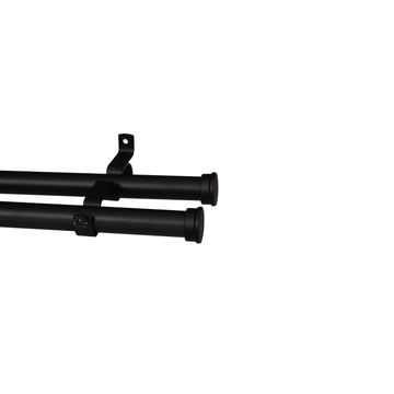 28MM DOUBLE POLE SET-END CAPS-MATT BLACK-1.5M