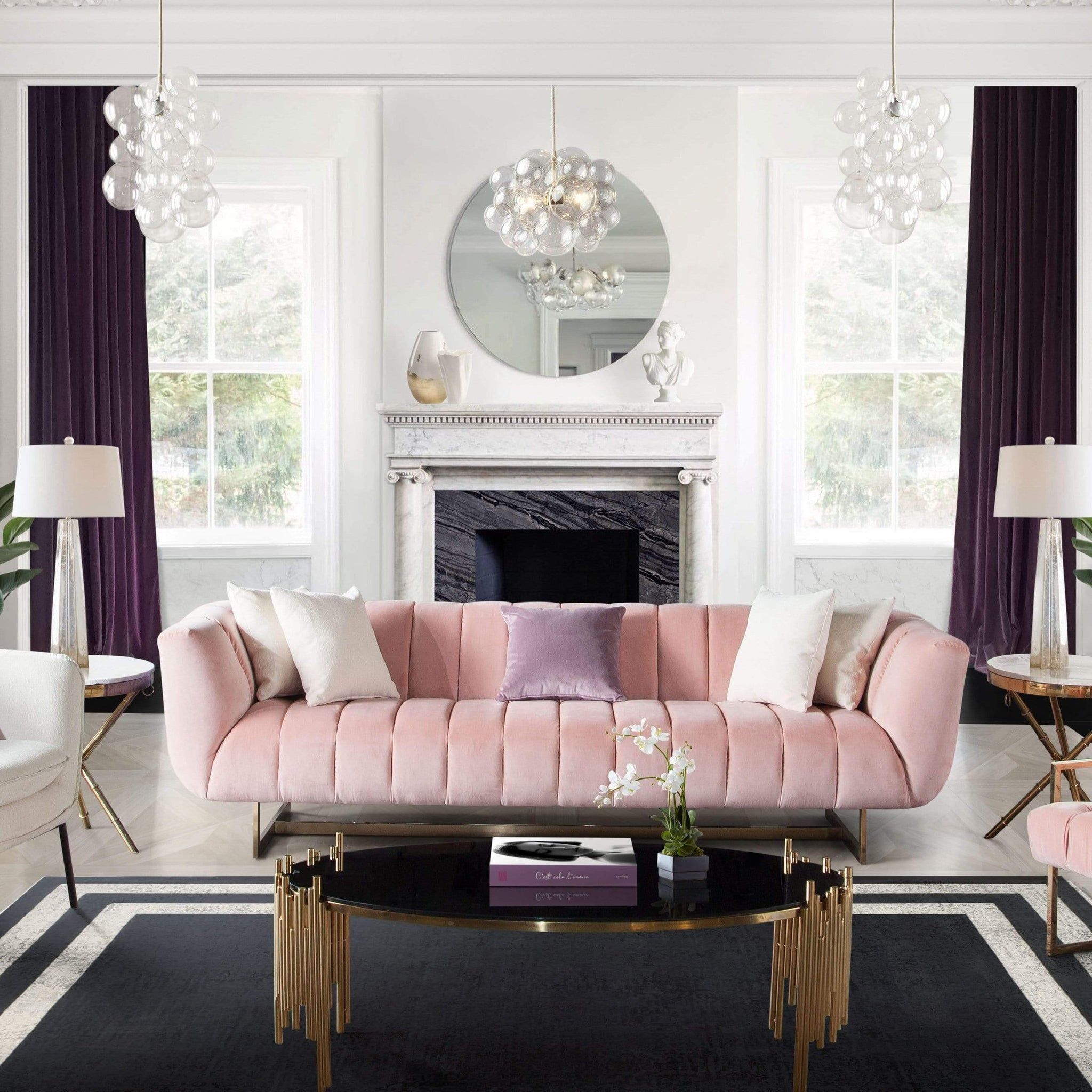 Bozza Venus Cream Sofa & Chair 2PC Set - Pink