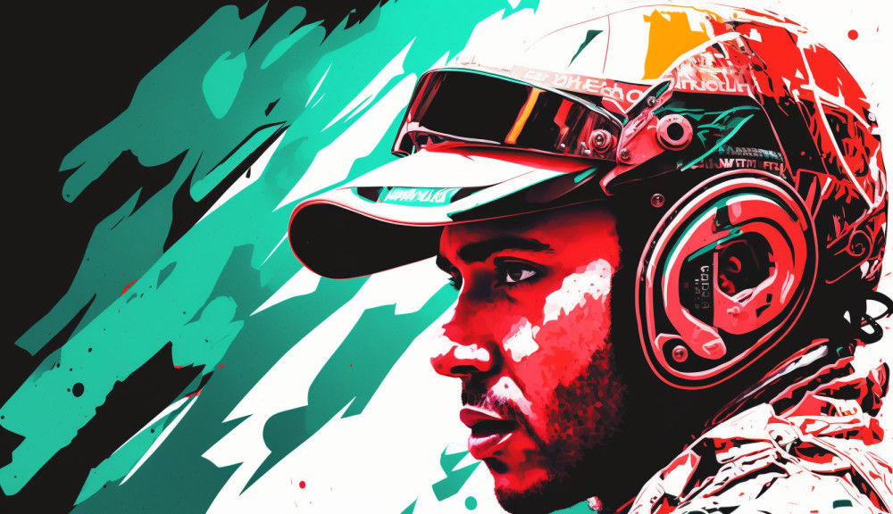 Canvas Wall Art - Lewis Hamilton Abstract Image - B1551 - [120 x 80 cm]