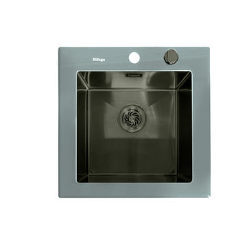 Quinn Small Bowl Glass Kitchen Sink Grey - Gun Metal Grey
