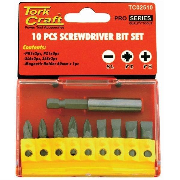 Tork Craft - Screwdriver Bit Set 10Piece - 5 Pack