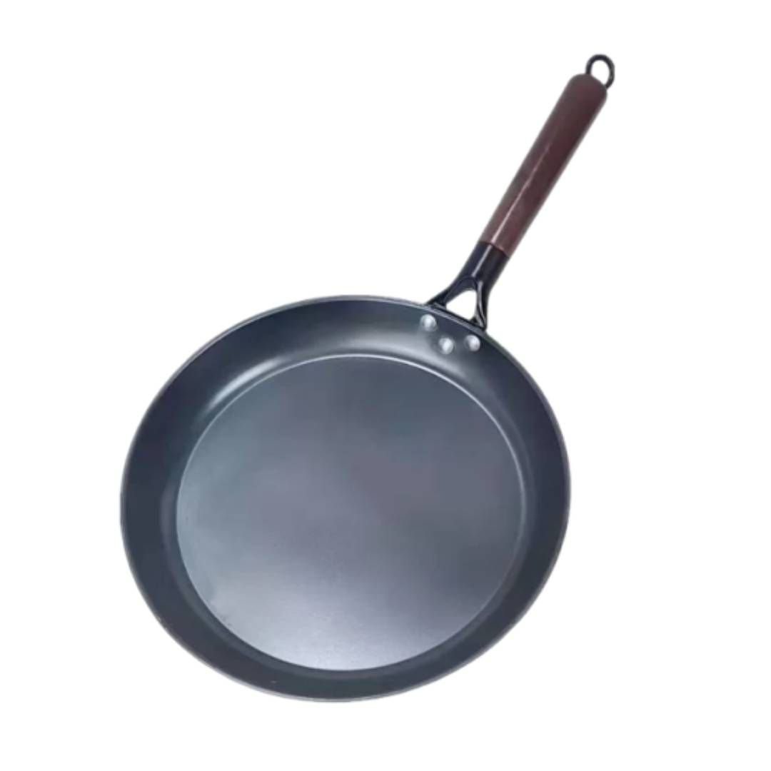 Lightweight Iron Frypan with Wooden Coated Handle Pan 2 L capacity