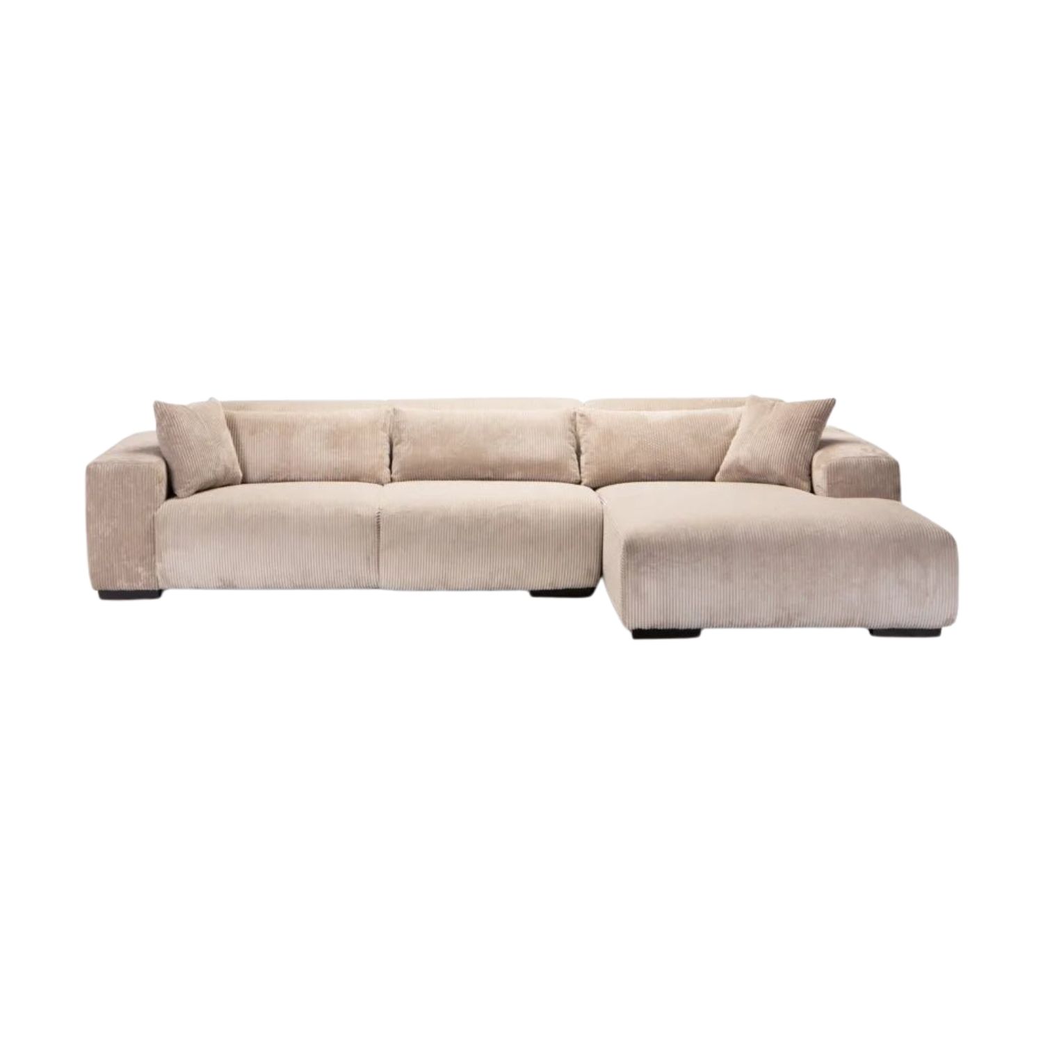 Fabric Corner Chaise Right Hand Corduroy Sofa - Platinum