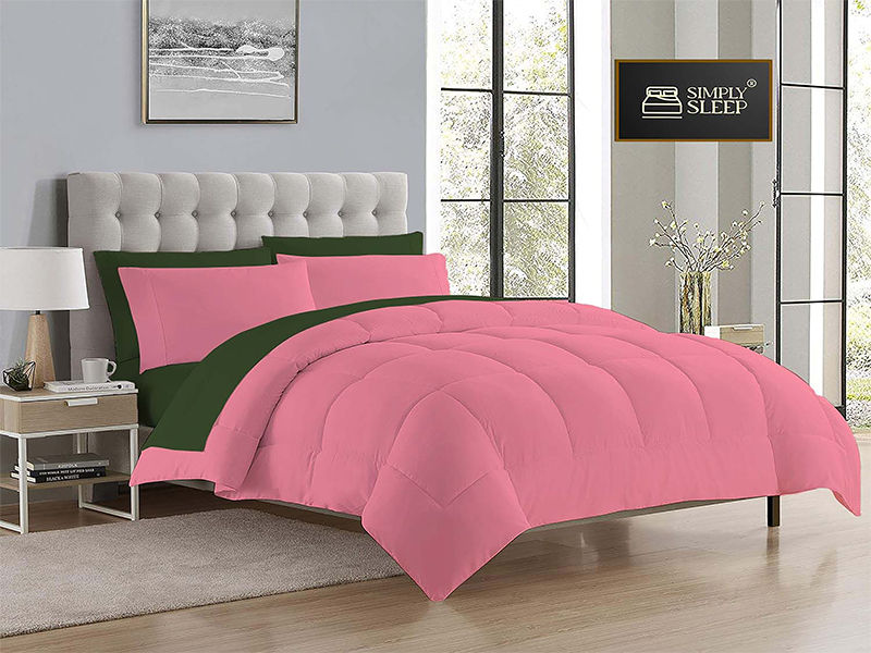 Everyday Collection Reversible Comforter Set - 90 GSM - Queen - Pink Frosting - Epsom - (01 Set)