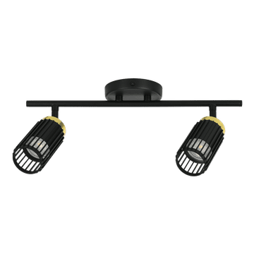 Zebbies Lighting Haven 2 Light Black and Champagne Gold Spot Light