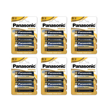 Panasonic Alkaline D 2 Pack Batteries x 6 Packs (LR20APB/2BP/6)
