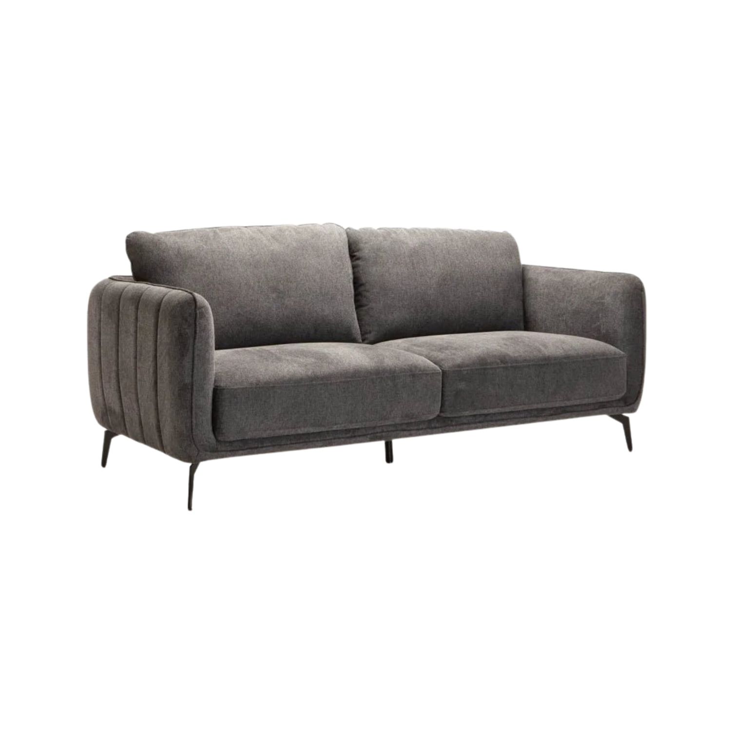 Grey 3 Seater Fabric Sofa with Modern Metal Legs