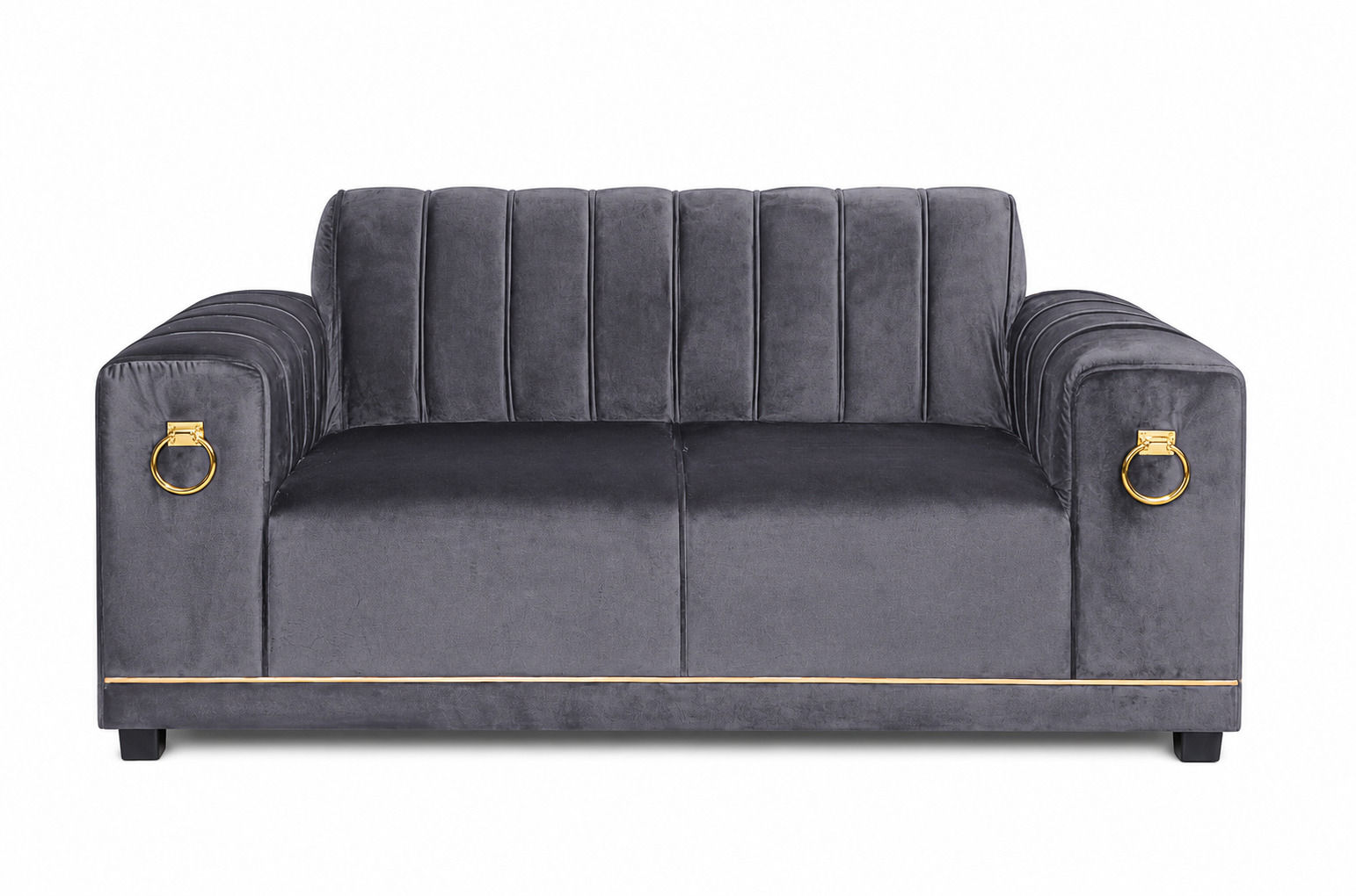 Comfy Home Furnitures Flavio 2 Seater Velvet Sofa Grey