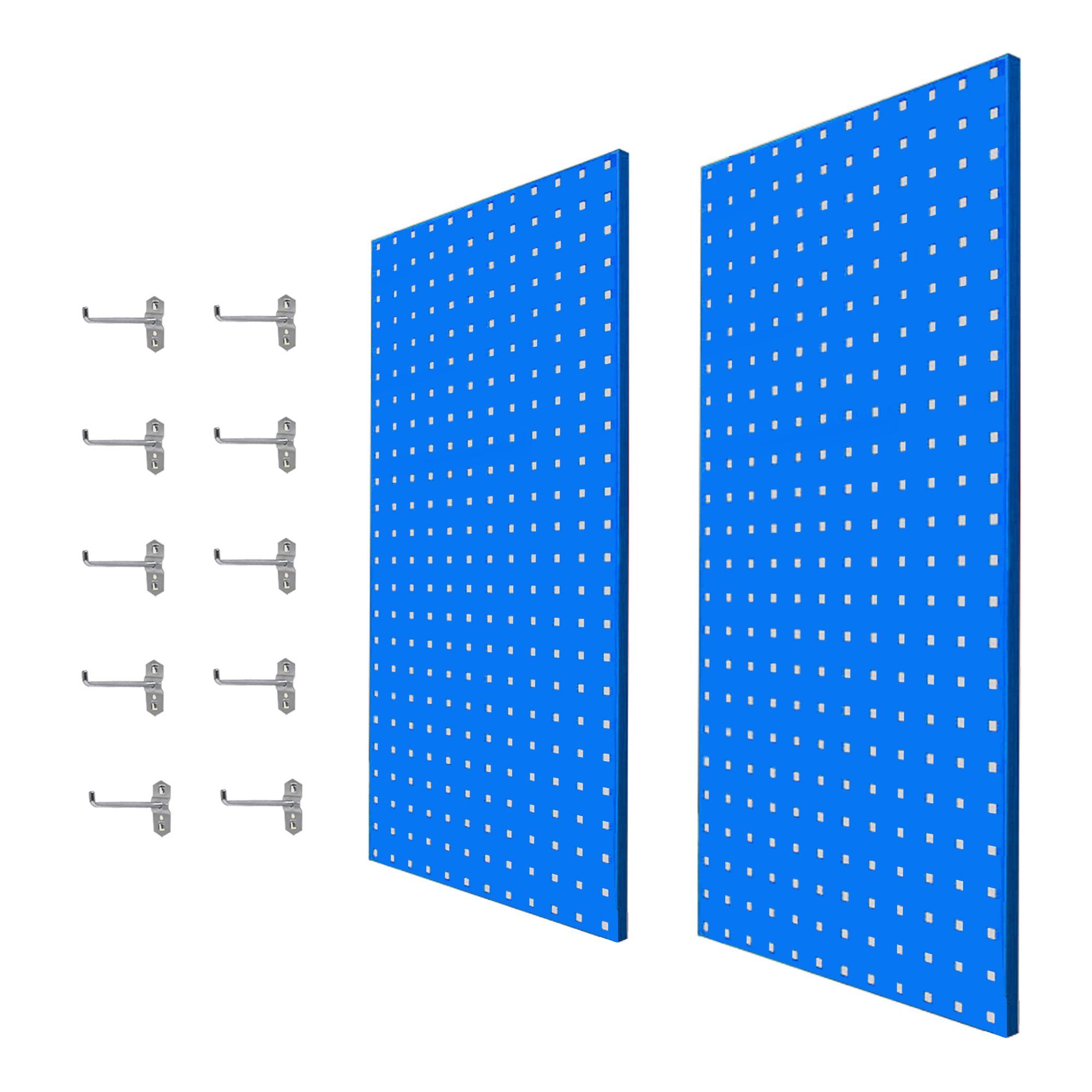 2Pcs Large Wall Mounted Steel Pegboard Panels & 10 Hooks Set LEROY