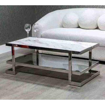 CozyCraft - Faux White Marble Coffee Table