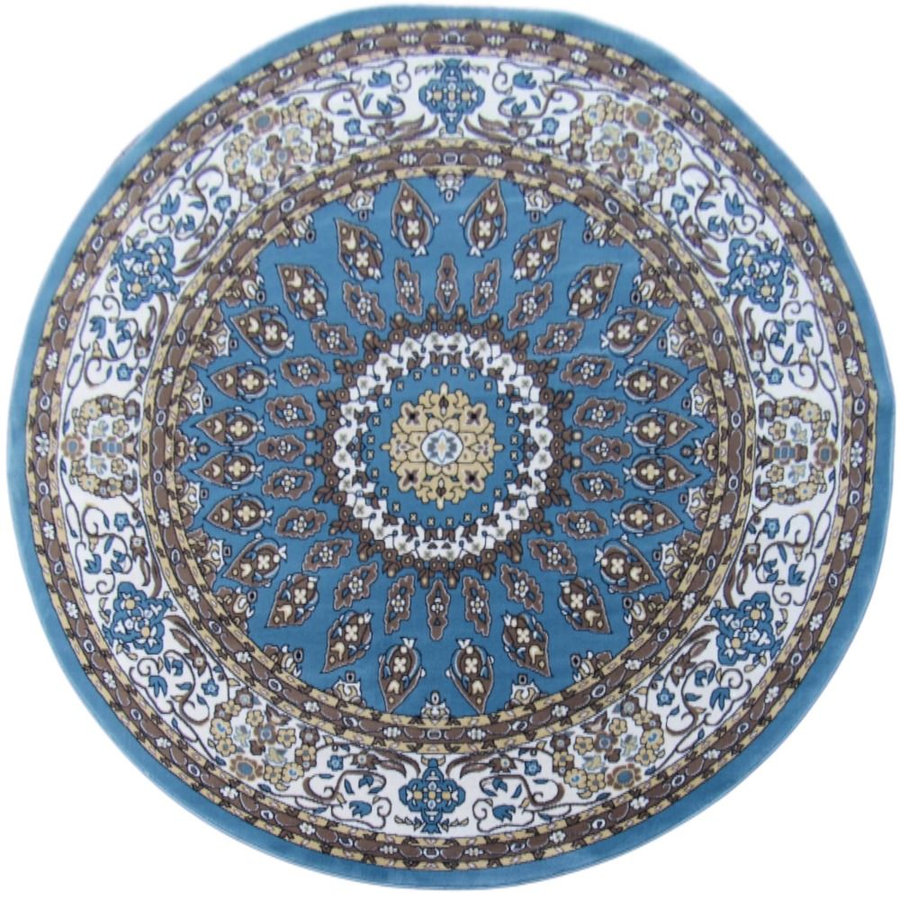 BK Carpets & Rugs – Persian Inspired Round Rug – Blue & Beige- 2m x 2m