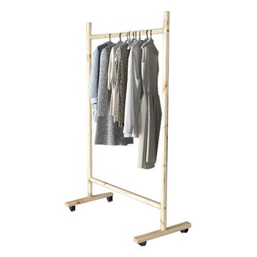 Modern Wooden Single Rail on Wheel Clothes Rack -by Woodly