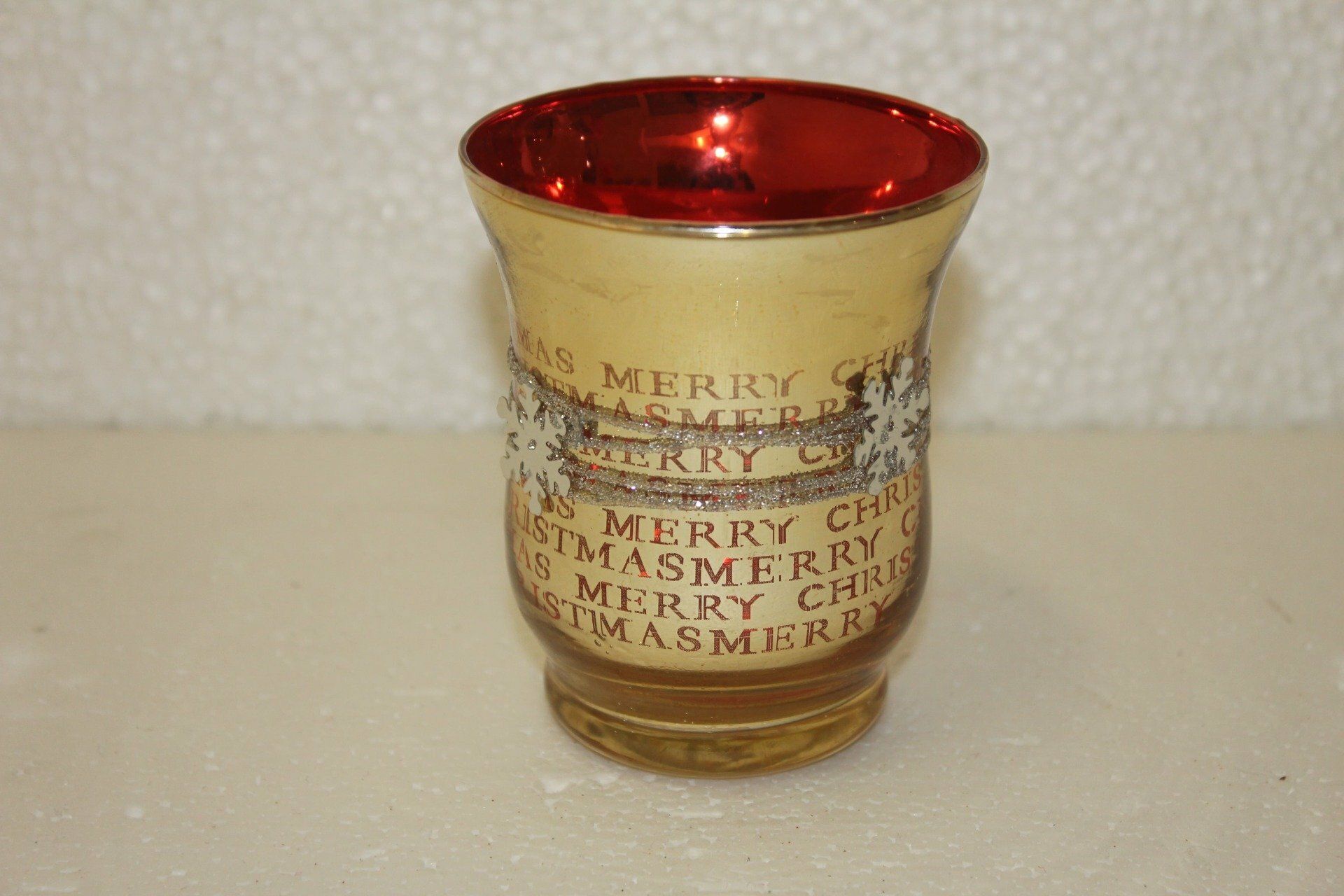 XMAS HURRICANE VASE 7.5CMX9CM