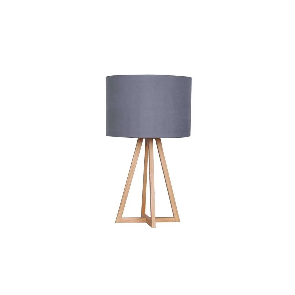 Vividitto - Callum Tall Wooden Tripod- Grey Fabric Shade