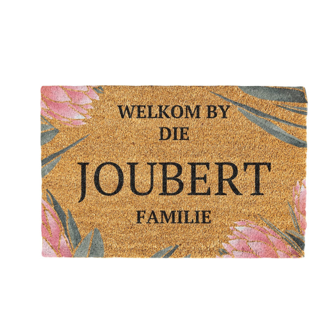 Joubert Familie Naam Coir Doormat Design 700 x 400 mm