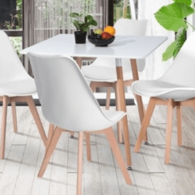 QandAHome-4 Seater White Table Set