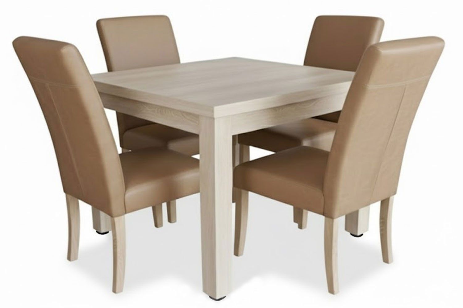Primo Solid Cottonwood Dining Set 5-Piece 10001000 1 Table 4 Genuine Leather Chairs (Tan)
