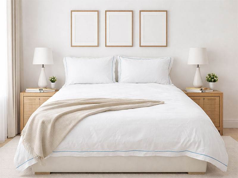 Premium Collection - Satin Stitch Duvet Cover Set - Crystal Blue - Single - (1 Set)