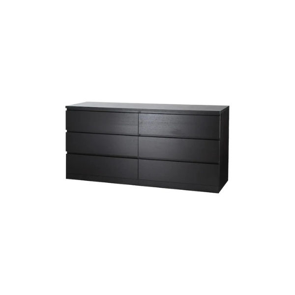 MALM Chest of 6 drawers, Black-brown, 160X78cm