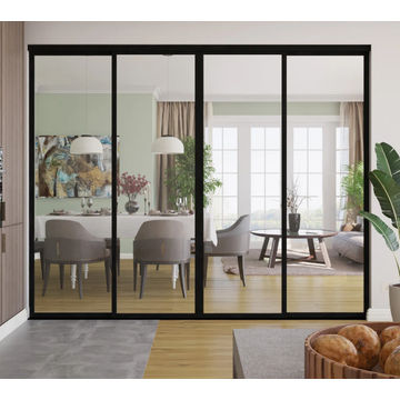 GreenLine Interiors Aluminium Sliding Door Black 4 Panel Sliding W3000 x H2100mm