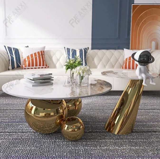 Clarice Nordic Coffee Tables With Marble Top