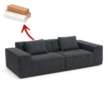 Ziyane Compressed Corduroy Extra 2 -Seater Couch - Black