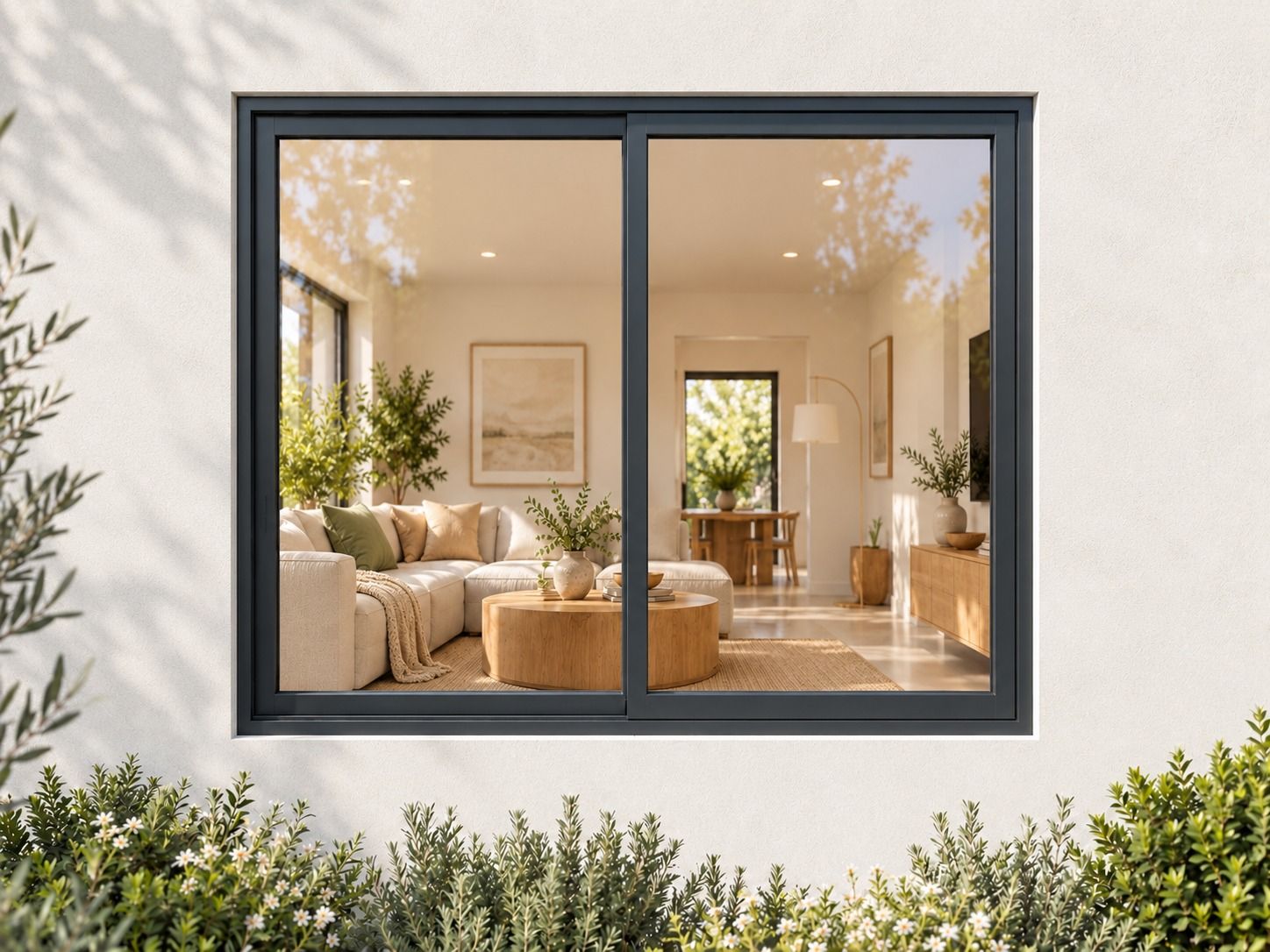 Kenzo Aluminium Sliding Window - Charcoal, 1200 900 mm, Two Sliding Panels