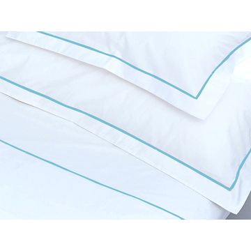 Rey's Fine Linen - Premium Collection - Oxford Crystal Blue Stitch Duvet Cover Set - 01 Pc Pack - Three Quarter