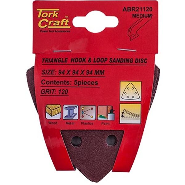 Sanding Triangle Sheet 120Grit 94x94x94mm 5 Piece - 10 Pack