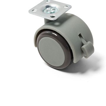 Twin Castor, with Square Plate and Brake, Grey, 50mm (4 pack) BY WOODLY